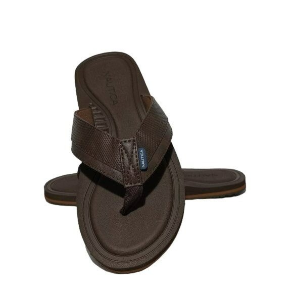 Nautica Men LATMON Sandal  Flip Flop Beach Rubber sole Brown size 8 Summer JN504 - Picture 1 of 4